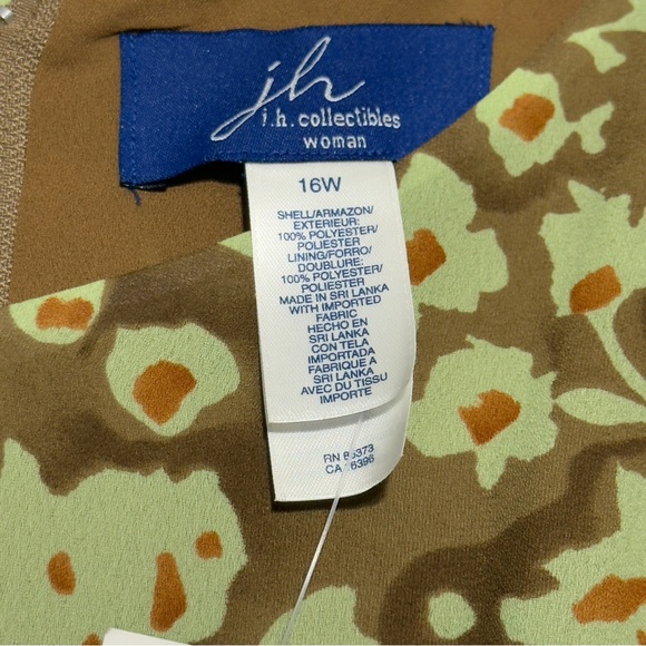 NEW j.h. collectibles Floral & Butterflies 16W Green Brown Maxi Dress ~ Perfect - Picture 3 of 9